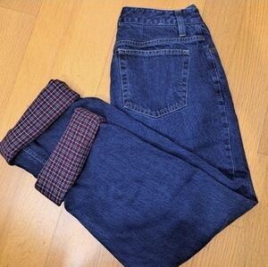 Eddie Bauer Women's Blue Denim Flannel-Lined Boyfriend Jeans, Relaxed Fit